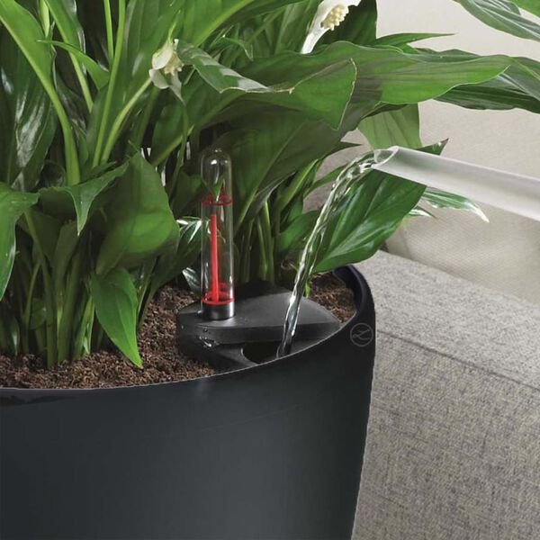 LECHUZA Planter CLASSICO LS 35 ALL-IN-ONE Charcoal Metallic 16063
