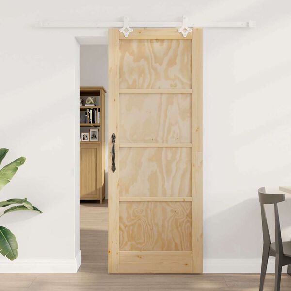 vidaXL Sliding Door Brown 78 x 202 cm Solid Pine Wood