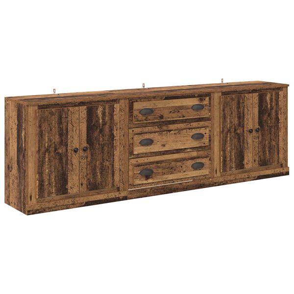 vidaXL Sideboards 3 pcs Old Wood 210 x 35.5 x 67.5 cm Engineered Wood