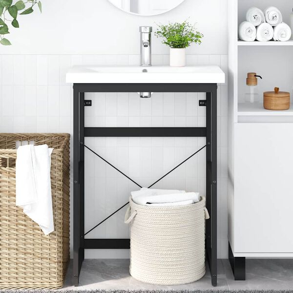 vidaXL Bathroom Washbasin Frame Black 59x38x83 cm Iron