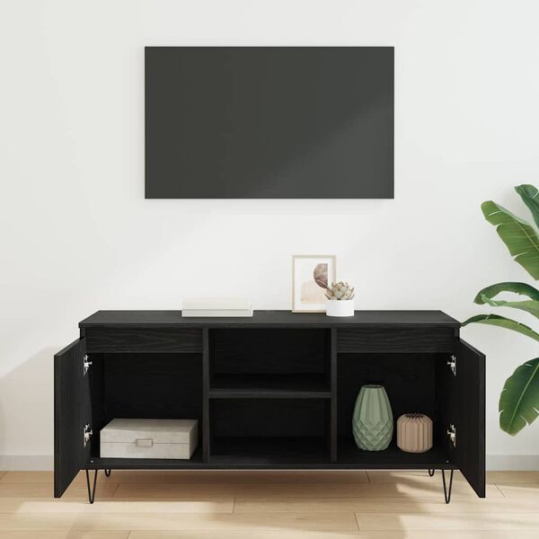 vidaXL TV Cabinet Black Oak 104 x 35 x 50 cm Engineered Wood