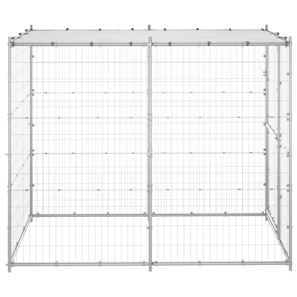 vidaXL Outdoor Dog Kennel Galvanised Steel with Roof 110x220x180 cm