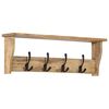 vidaXL Wall-mounted Coat Rack with 4 Hooks Solid Wood Mango