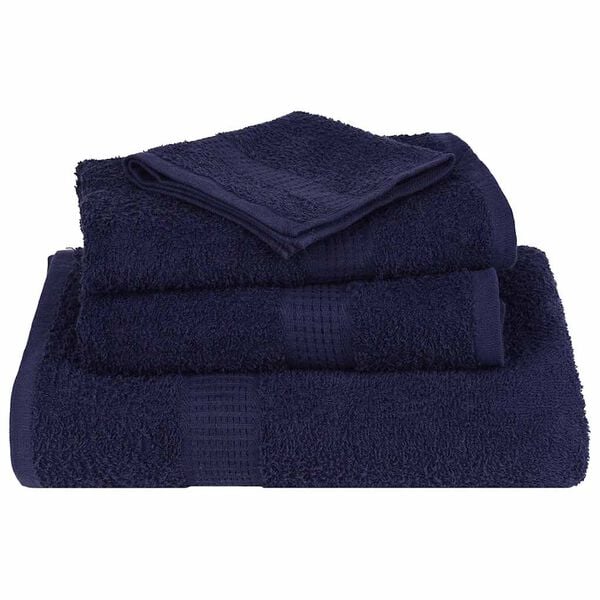 vidaXL 12 Piece Towel Set "FROGN" Navy Blue 100% Cotton