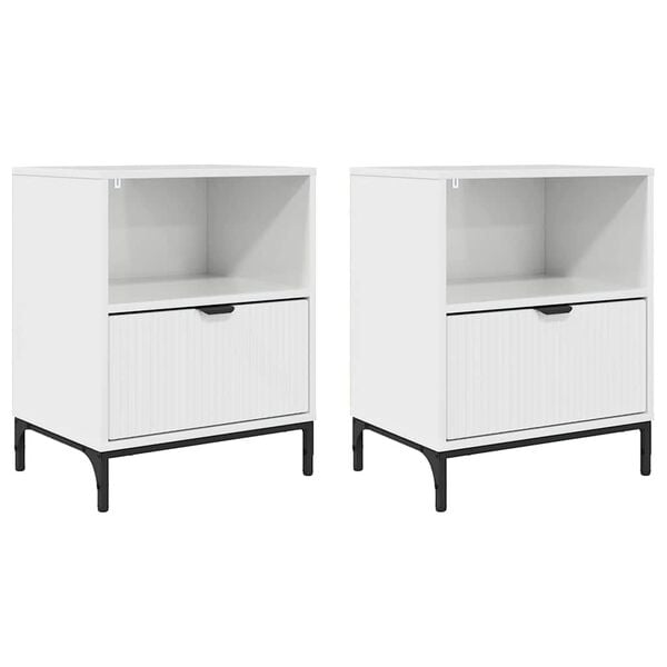 vidaXL Bedside Cabinet 2 pcs High gloss white 49 x 36 x 61 cm
