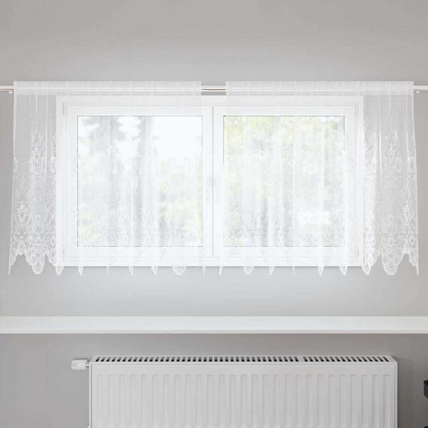 vidaXL Lace Curtain with Curtains Floral White 100 x 200 cm Polyester