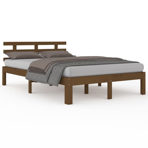 vidaXL Bed Frame without Mattress Honey Brown Solid Wood 150x200 cm King Size