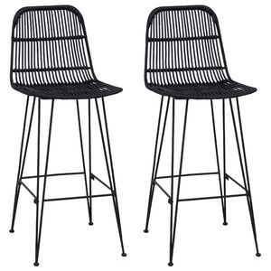 vidaXL Bar Stool 2 pcs Black 44 x 55 x 109 cm Rattan and Steel