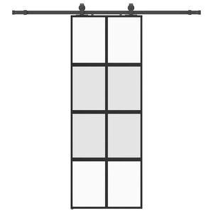 vidaXL Sliding Door with Hardware Set Black 76x205 cm Tempered Glass