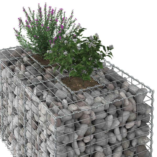 vidaXL Gabion Raised Bed Silver 100 x 60 x 55 cm Galvanised Steel