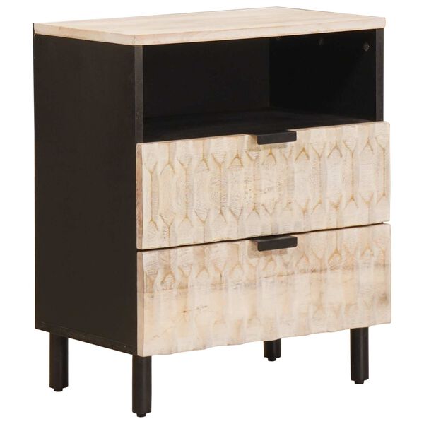 vidaXL Bedside Cabinet White 50 x 33 x 60 cm Solid Mango Wood