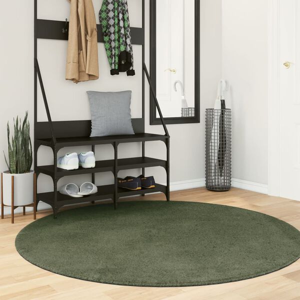 vidaXL Rug HUARTE Short Pile Soft and Washable Forest Green &Oslash; 160 cm