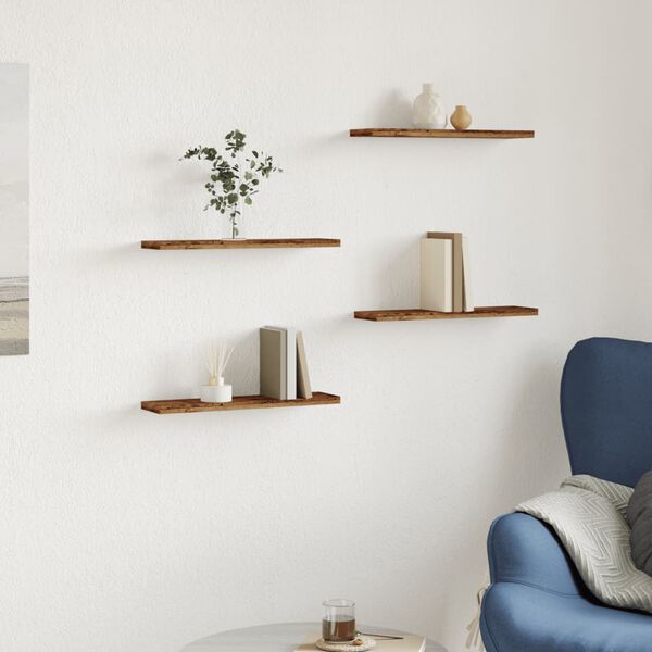 vidaXL Wall Shelves 4 pcs Old Wood 40x10x1.5 cm Engineered Wood
