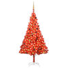 vidaXL Artificial Pre-lit Christmas Tree with Ball Set Red 210 cm PVC