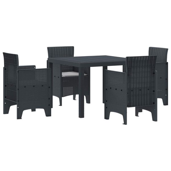 vidaXL Garden Dining Set 5 pcs Anthracite Polypropylene