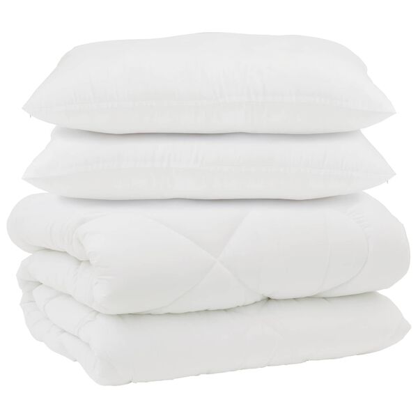 vidaXL Duvet with Pillows 3 pcs White Microfiber and Down Feather