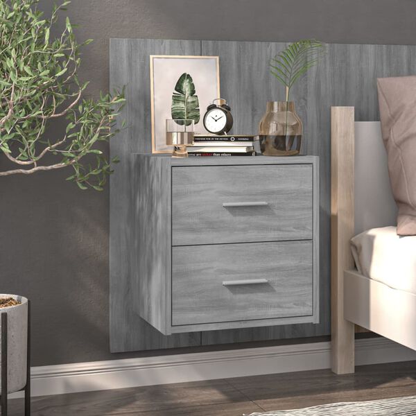 vidaXL Wall-mounted Bedside Cabinets 2 pcs Grey Sonoma