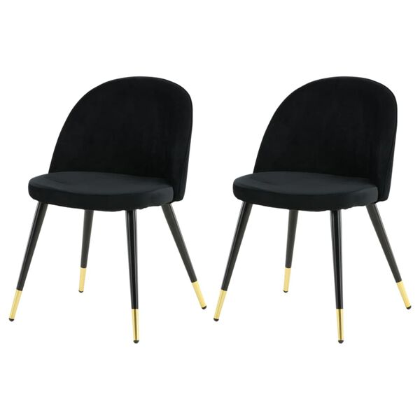Venture Home Dining Chairs 2 pcs Velvet Velvet Black and Brass