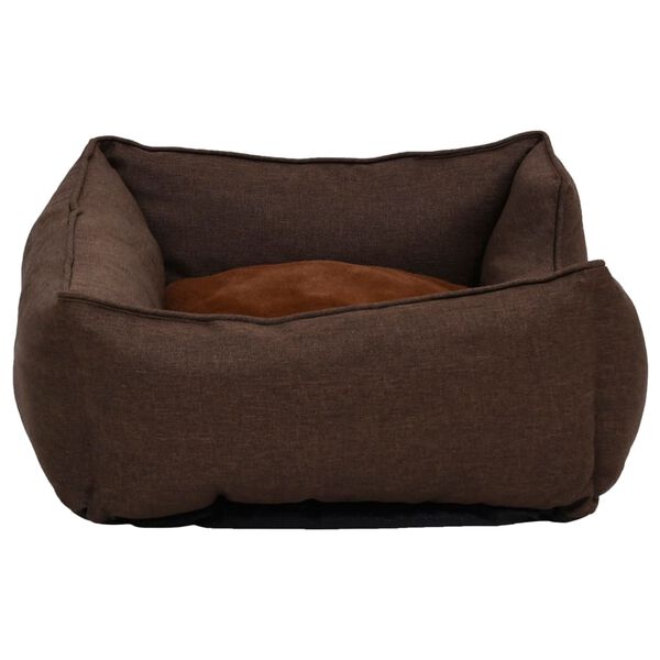 vidaXL Dog Bed Brown 110.5x80.5x26 cm Linen Look Fleece