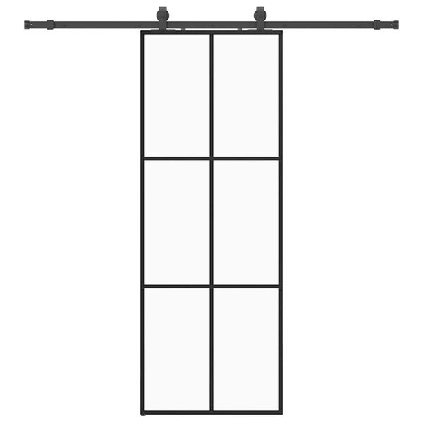 vidaXL Sliding Door with Hardware Set Black 76x205 cm ESG Glass
