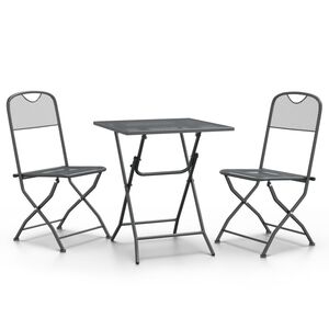 vidaXL 3 Piece Garden Dining Set Expanded Metal Mesh Anthracite