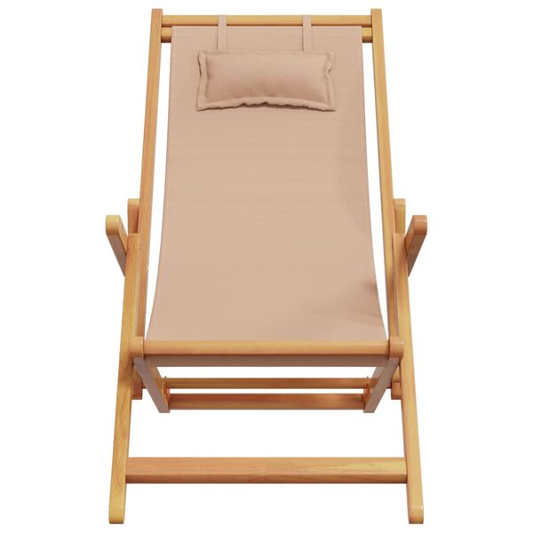 vidaXL Folding Beach Chairs 2 pcs Taupe Fabric and Solid Wood