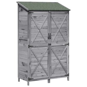vidaXL Garden Shed Grey 106 x 56 x 176.5 cm Solid Fir Wood
