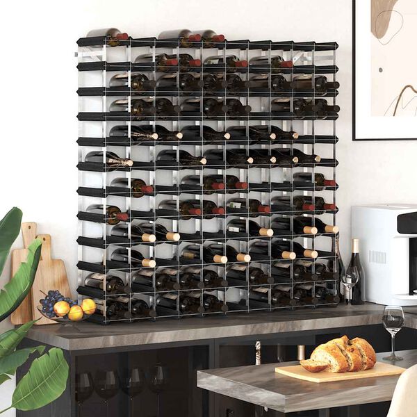 vidaXL Wine Rack for 120 Bottles Black Solid Pine Wood