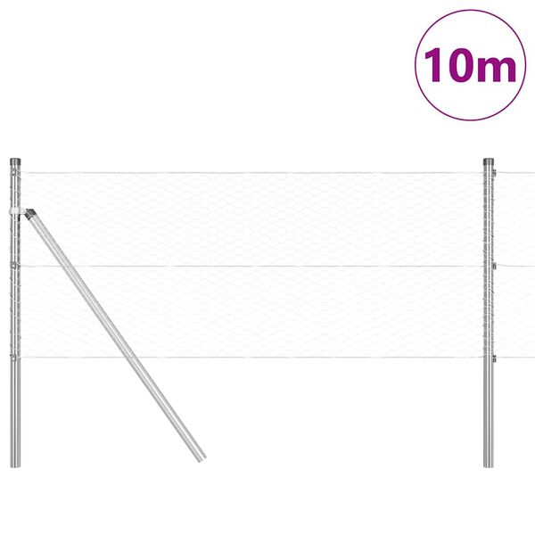 vidaXL Fence Post Silver 10 x 0.6 m (25 mm mesh) Steel