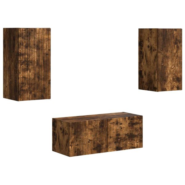 vidaXL TV Cabinet Set Wall-mounted 6 pcs Smoked Oak Engineered Wood