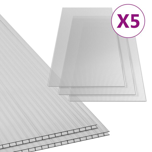 vidaXL Polycarbonate Sheets 5 pcs 4.5 mm 150x65 cm