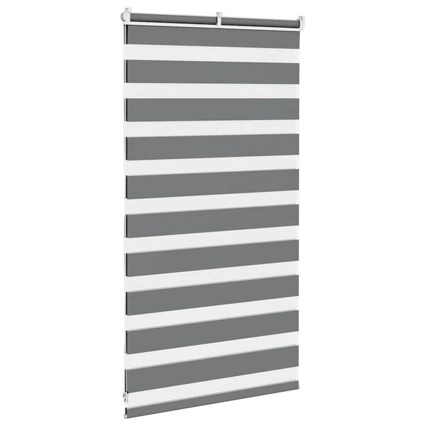 vidaXL Zebra Blind Dark Grey 85x100 cm Fabric Width 80.9 cm Polyester