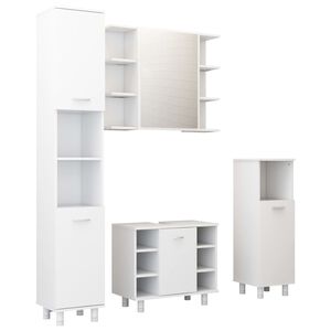 vidaXL 4 Piece Bathroom Furniture Set White Engineered Wood