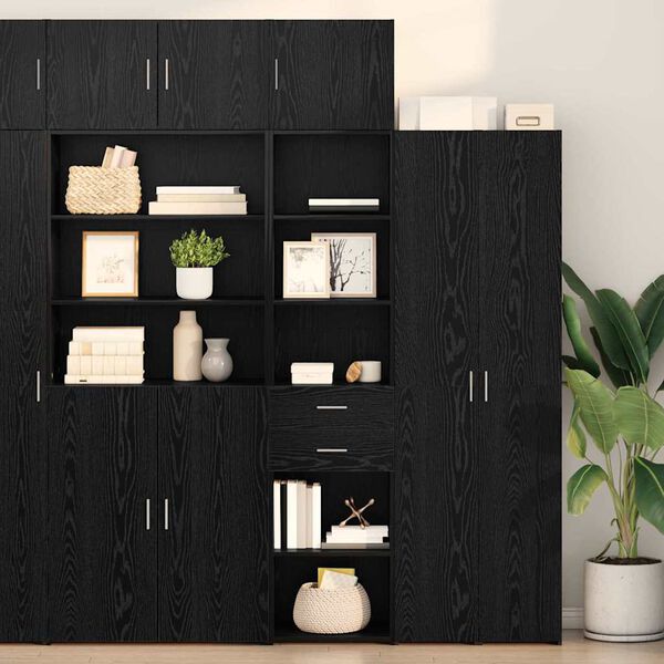 vidaXL Highboard Black Oak 50 x 42.5 x 185 cm Engineered Wood