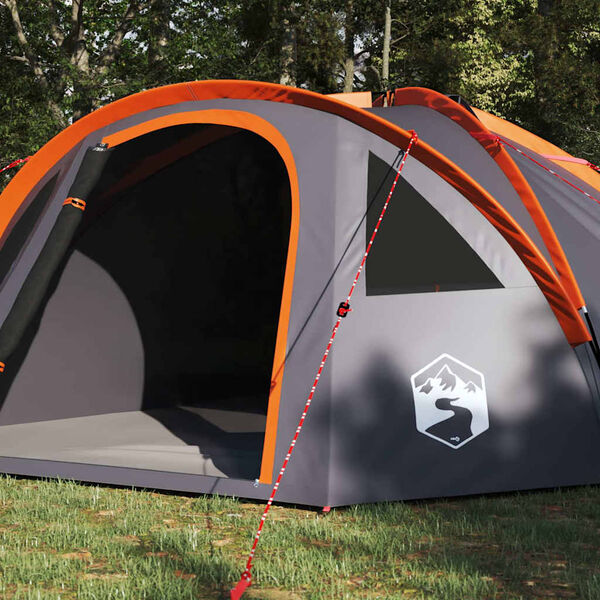 vidaXL Camping Tent Grey and orange 308 x 268 x 130 cm Polyester