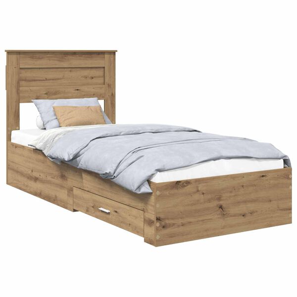vidaXL Bed Frame with Drawer Artisan Oak 90 x 190 cm Engineered Wood