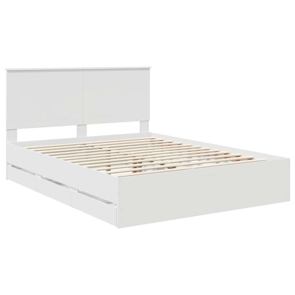 vidaXL Bed Frame with Drawer White 150 x 200 cm Engineer Wood