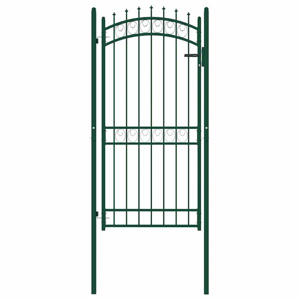 vidaXL Fence Gate with Spikes Steel 100x200 cm Green