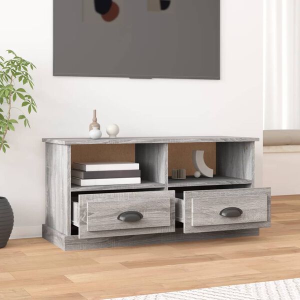 vidaXL TV Cabinet Grey Sonoma 93x35.5x45 cm Engineered Wood