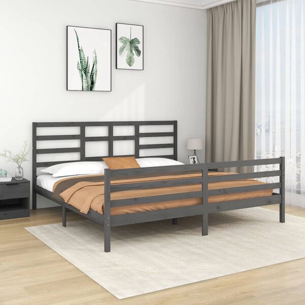 vidaXL Bed Frame without Mattress Grey Solid Wood 200x200 cm