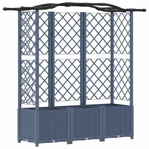 vidaXL Raised Bed with Trellis and Roof Grey 163 x 40 x 141 cm PP