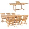 vidaXL 7 Piece Outdoor Dining Set 150-200x100x75 cm Solid Teak Wood