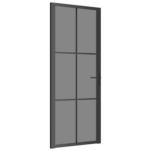 vidaXL Interior Door 83x201.5 cm Black ESG Glass and Aluminium