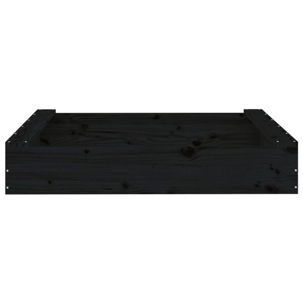 vidaXL Sandbox with Seats Black Square Solid Wood Pine