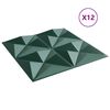 vidaXL Wall Panels 12 pcs Origami Green 50 x 50 cm XPS Foam