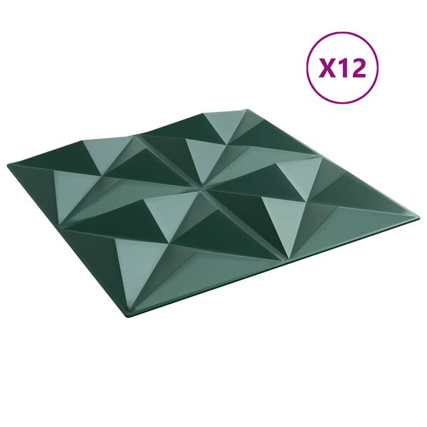 vidaXL Wall Panels 12 pcs Origami Green 50 x 50 cm XPS Foam