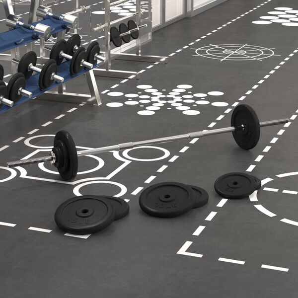 vidaXL Barbell with Plates 90 kg Cast Iron