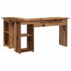 vidaXL Desk with Shelf Old Wood 142 x 102 x 73 cm Engineered Wood