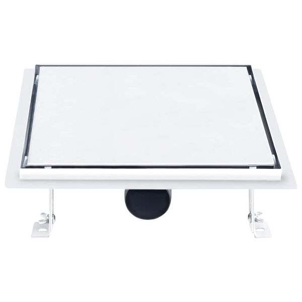 vidaXL Shower Drain With 2-in-1 Flat and Tile Insert Cover 28x28 cm Stainless Steel