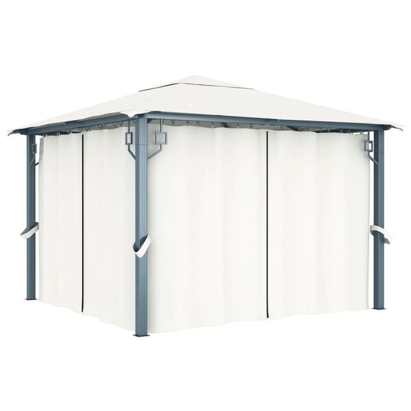 vidaXL Gazebo with Curtain 300x300 cm Cream Aluminium